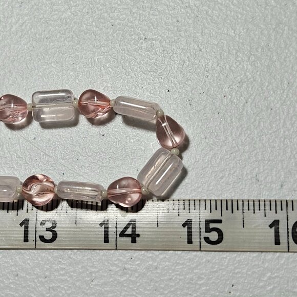 Vintage Handmade Elegant Pink Clear Glass Beaded Necklace Fashion Jewelry Women - Picture 5 of 5